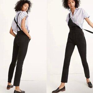 Madewell Women's Black Denim Overalls Striaght Leg With Side Zipper Size L